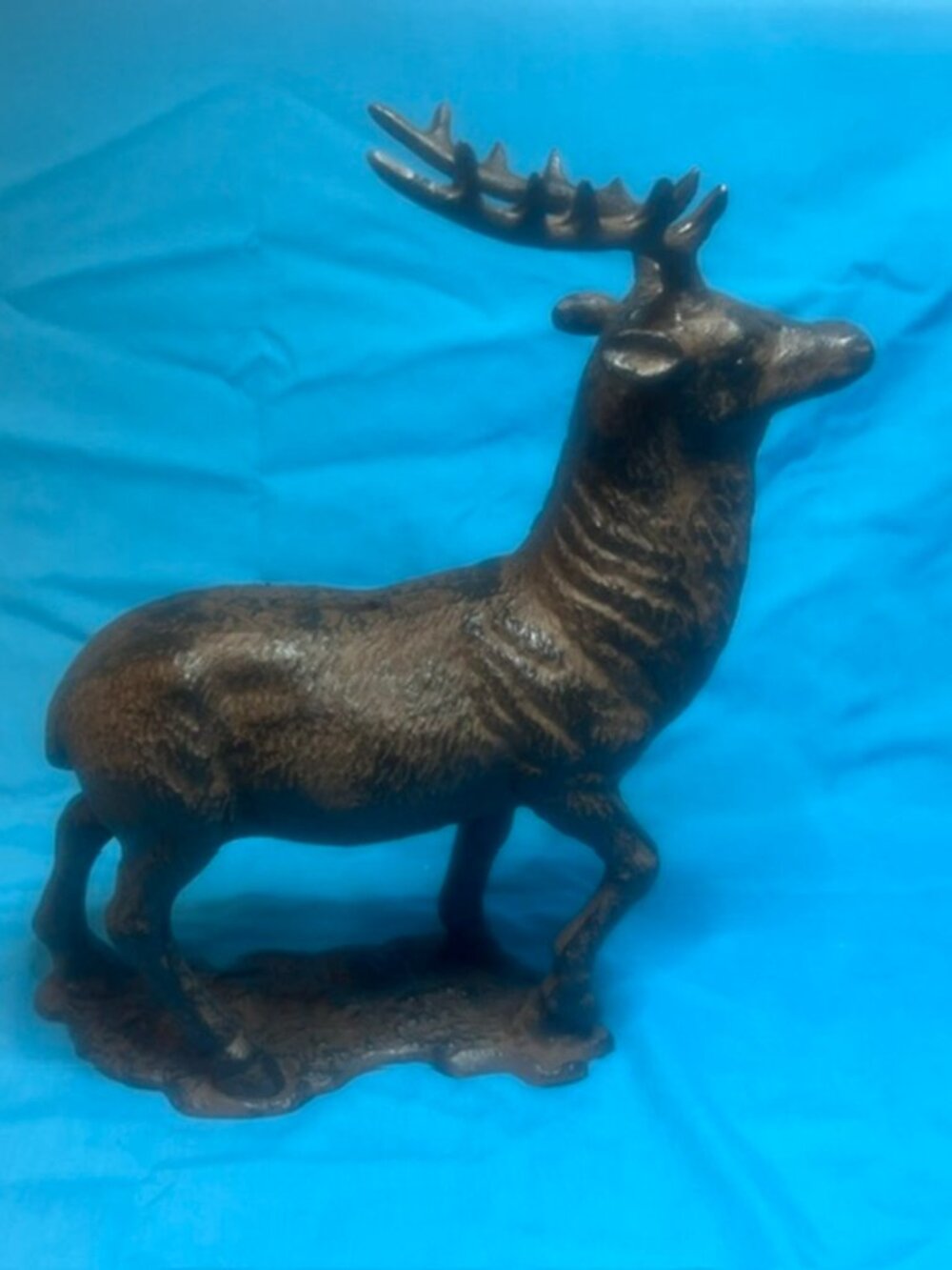 Cast Iron Huge Large Elk Statue / Figurine 12" tall by 10" long 04632